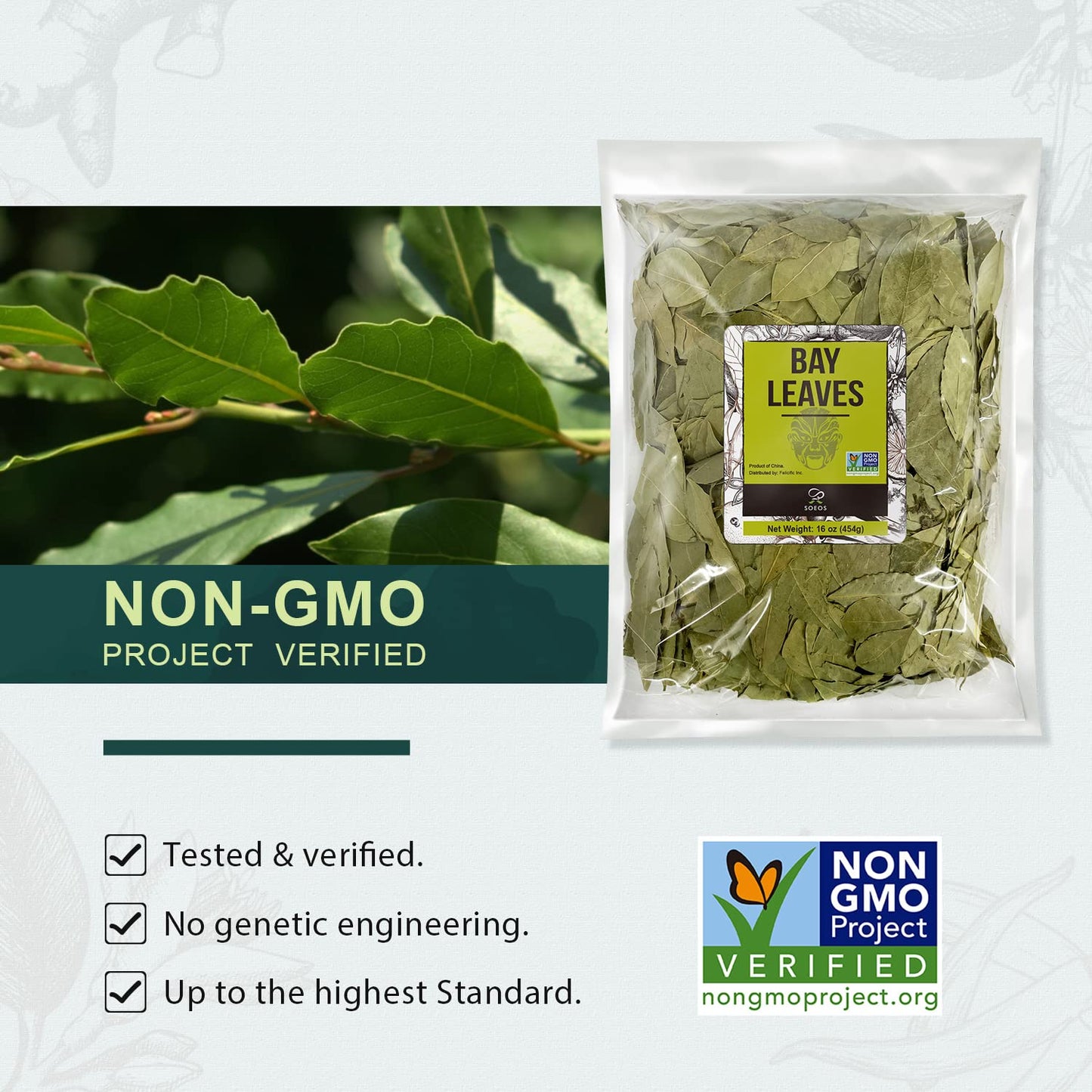 Soeos Bay Leaves Dried Herbs, Whole Bay Leaves, 1 lb (454g) Bulk Packaging