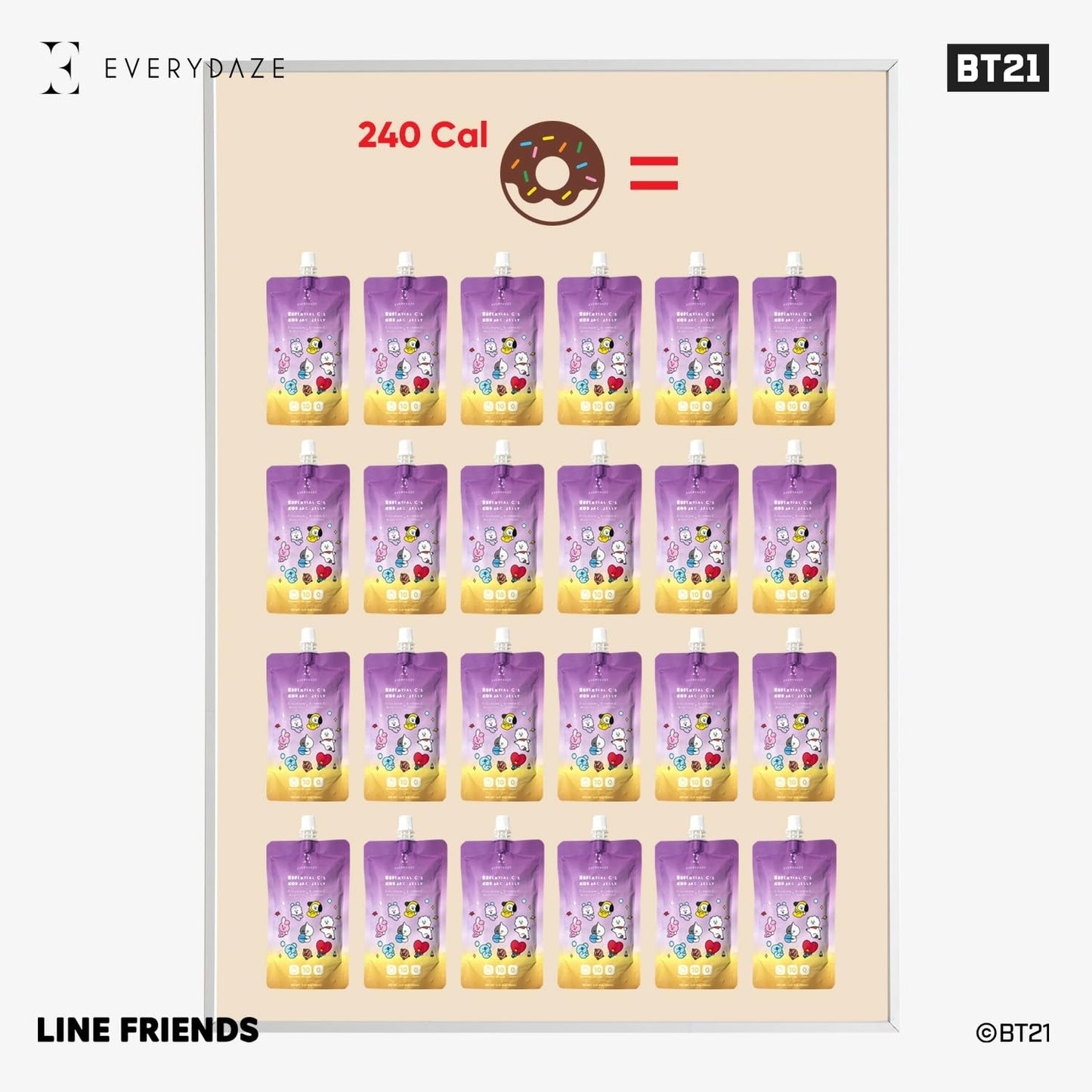 Everydaze Bt21 Essential Cs Konjac Jelly | Korean Pear | Vegan Collagen Peptides And Vitamin C | Gluten Free, Sugar Free, Low Ca