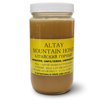 Altay Raw Mountain Honey - 100% Pure, Unfiltered, Unpasteurized, Ethically Sourced - Glass Jar, 454g /16oz