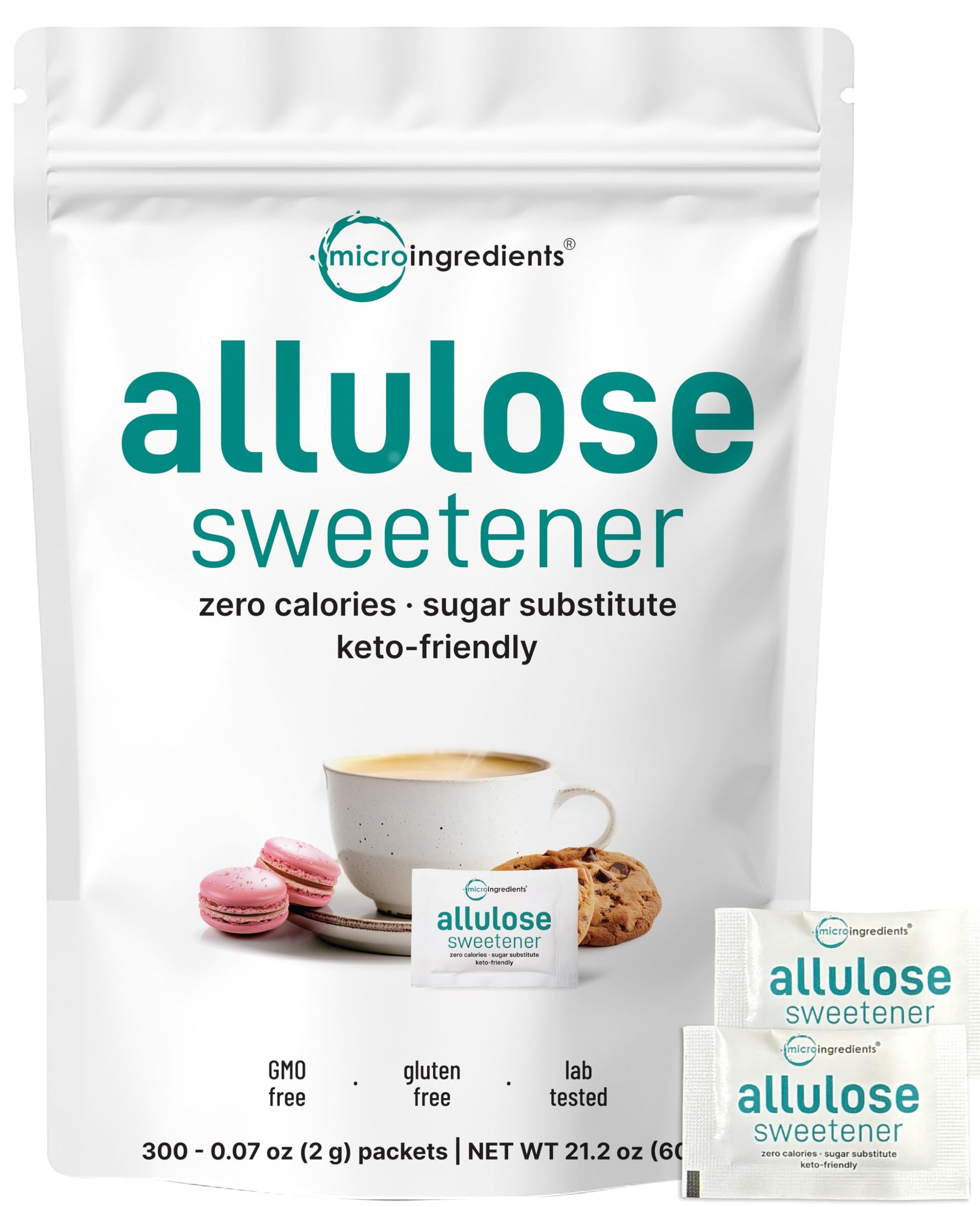 Allulose Sweetener  300 Packets | Zero Calorie  Plant Based Sugar Substitute  No After Taste | Best for Coffee  Drinks  Tea  Snacks  Cooking  & Baking | Keto Diet & Vegan Friendly | Erythritol Free