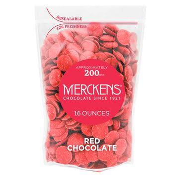 KIDU Merckens Red Chocolate Melting Wafers 16 Ounces Bulk Perfect For Dipping, Deserts, Baking And More - 1 Pound