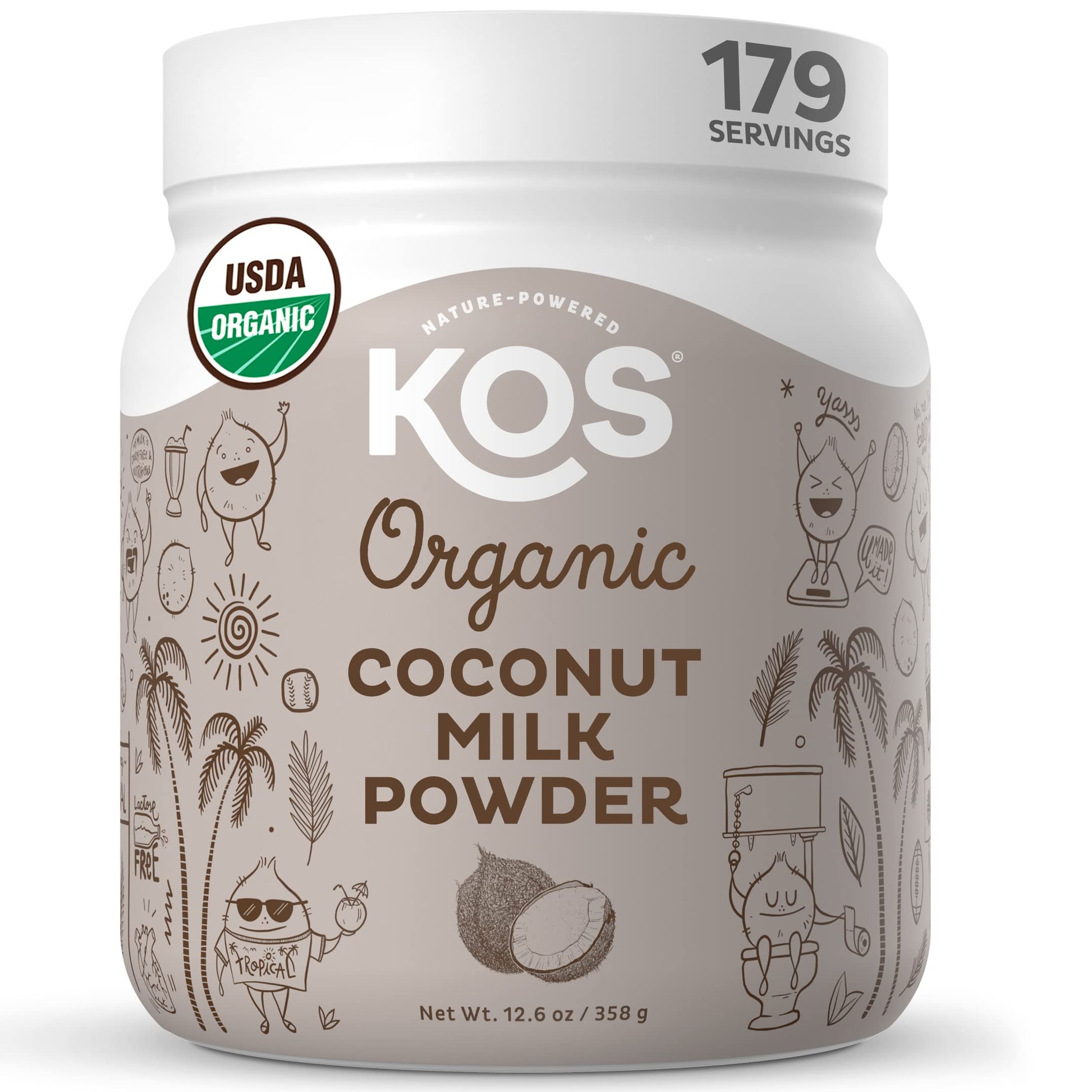 Kos Organic Coconut Milk Powder, Usda Certified Organic - 0G Sugar, Mct Plant Based Creamer For Coffee, Smoothies, Vegan, Keto, 
