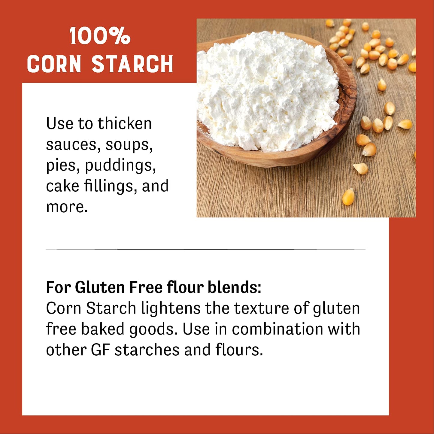 Judees Corn Starch 2.5 lb - 100% Non-GMO and Just One Ingredient - Gluten-Free and Nut-Free - Great Thickener for Sauces, Soups,