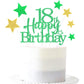 Pargleev Glittery 18th Birthday Cake Topper, Personalised, Paper, Green Gold, Model hbcp-ljcp18-221027