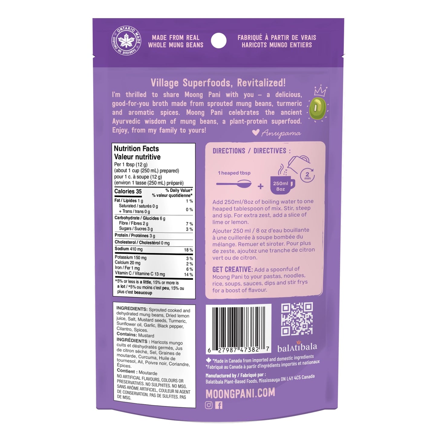 MOONG PANI Vegetable Broth Powder, Natural Veggie Soup Lower Sodium (Roasted Garlic & Turmeric) Keto Friendly, Vegan, High Fiber