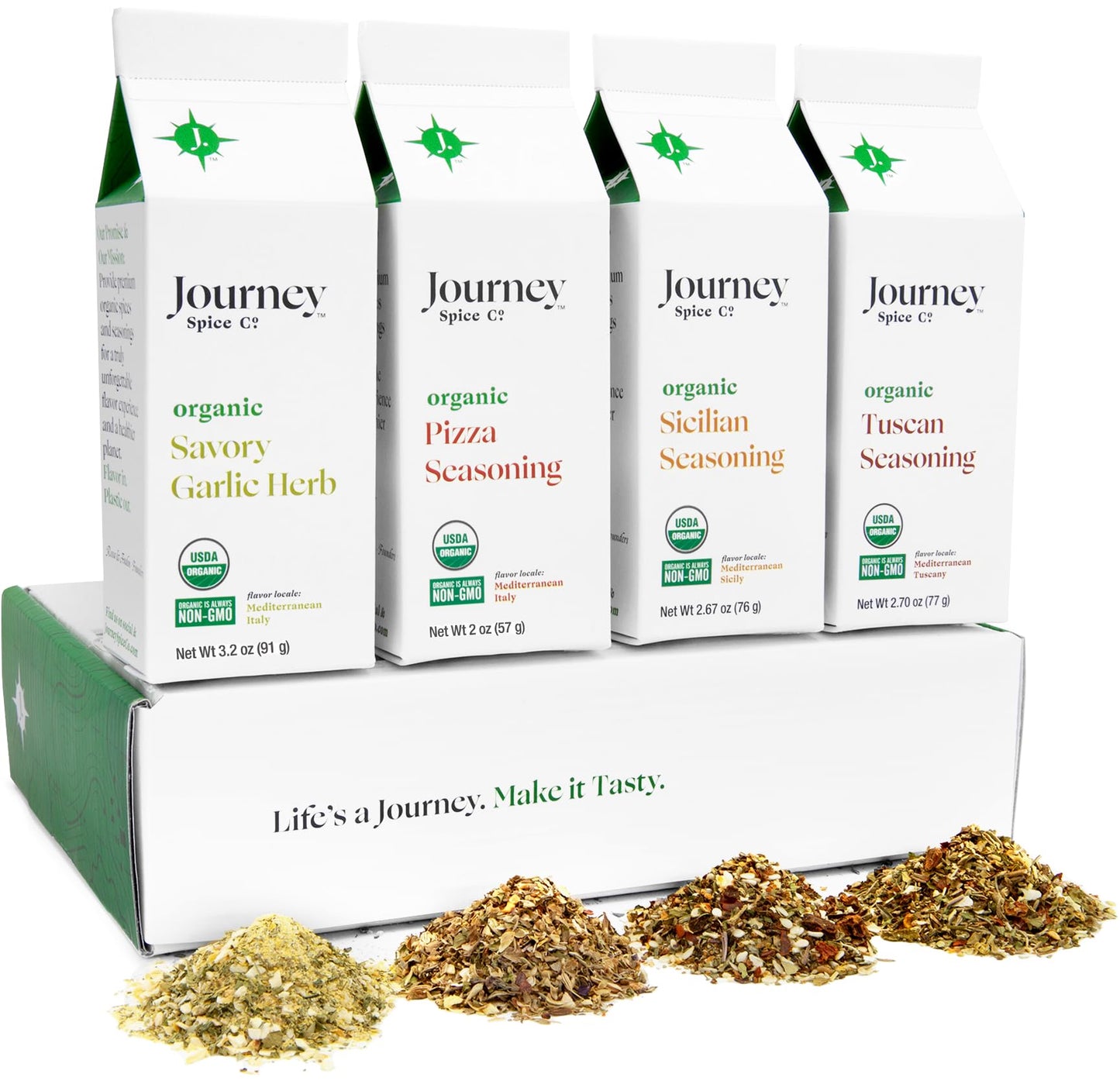 Gourmet Organic Italian Spice And Seasoning Gift Set By Journey Spice Co. | Salt-Free | Pizza Seasoning | Tuscan, Sicilian, Savo