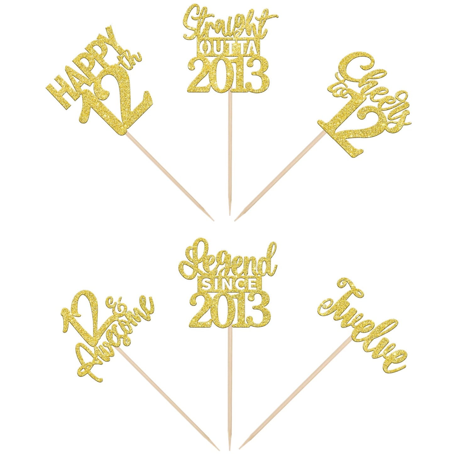 24Pcs 12Th Birthday Cupcake Toppers Twelve Happy 12Th Official Teenager Straight Outta 2013 Cupcake Picks Cheers To 12 Lengend S