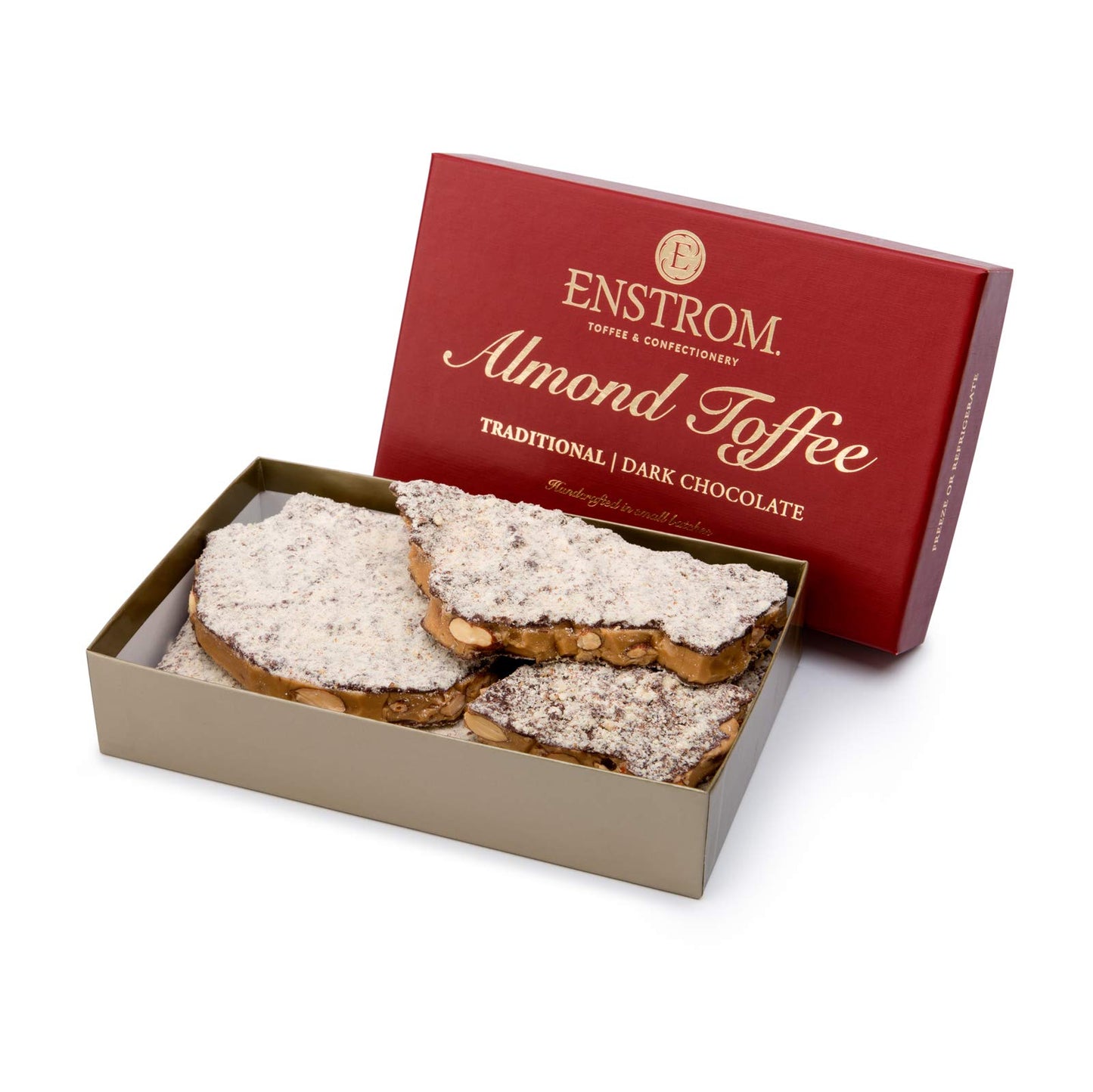 Enstrom Dark Chocolate Almond Toffee 1lb box | Handcrafted | Gluten Free | Kosher Dairy | All Natural