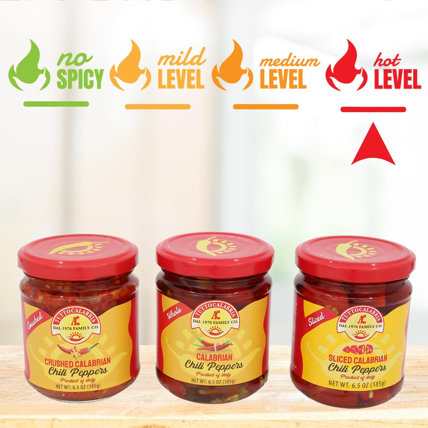 Tuttocalabria Gift Set, Variety 3 Pack, Crushed, Sliced, Calabrian Chili Pepper Gift Set (3 Pack X 6.5Oz) Non Gmo, Product Of Ca