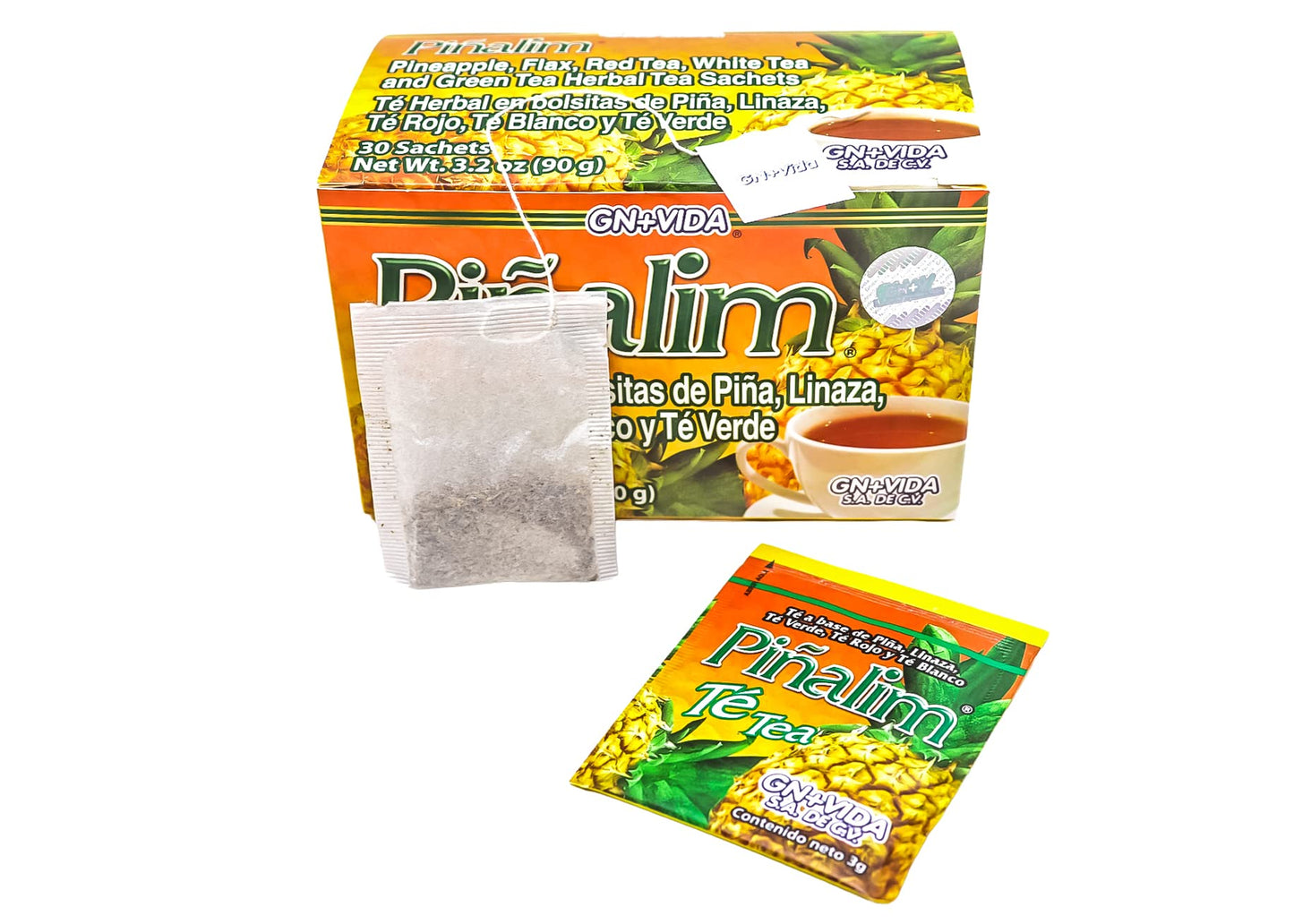 PIÑALIM GN + VIDA Pinalim Tea, Pineapple Blend with Red, Green, White Tea & Senna Leaf, 30 Count Tea Bags