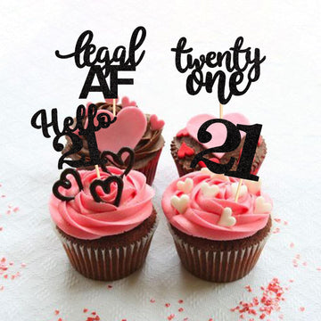 Keaziu 24 Pack 21St Birthday Cupcake Toppers Hello 21St Twenty One Legal 21St Cupcake Picks For 21St Birthday Wedding Anniversar