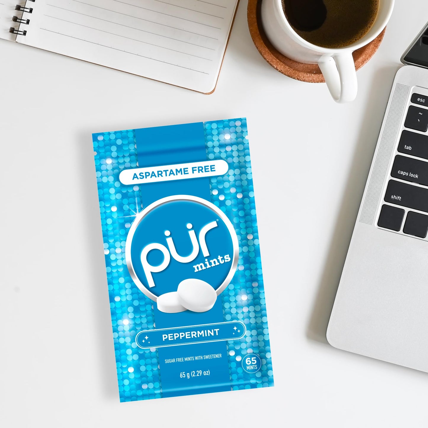 PUR Mints | Aspartame Free Breath Mints | Made with Xylitol | Sugar Free  Vegan  Gluten Free | Natural Peppermint Flavor | 65 Pieces in Re-Sealable pouch (Pack of 3)
