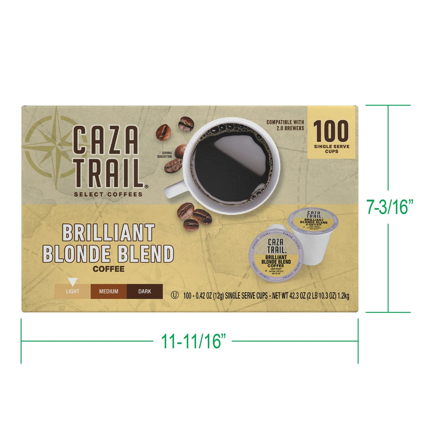 Caza Trail Coffee Pods  Blonde Roast  Single Serve (Packing May Vary)   100 Count (Pack of 1)