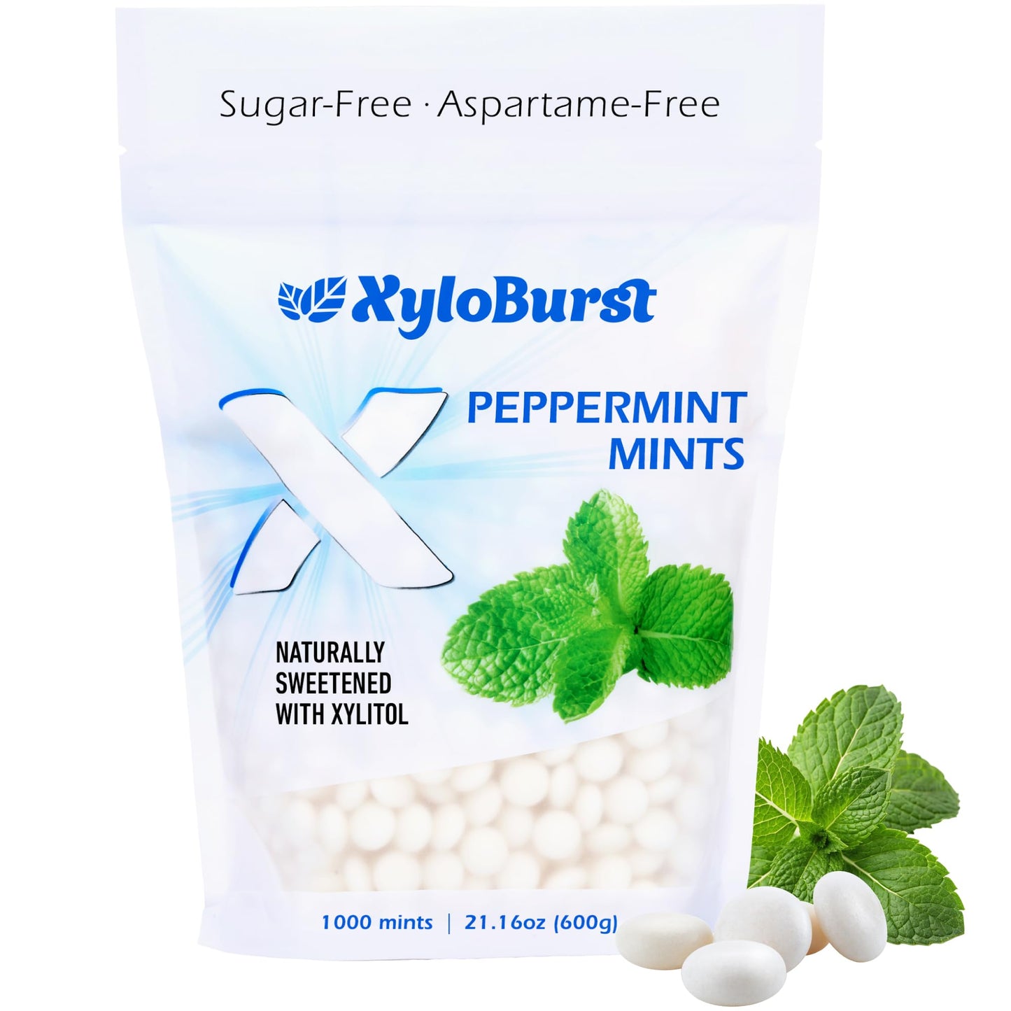 XyloBurst Xylitol Mints - Sugar Free Mints with Xylitol Candy - Aspartame Free, Gluten Free, Vegan & Keto Friendly Peppermint -1
