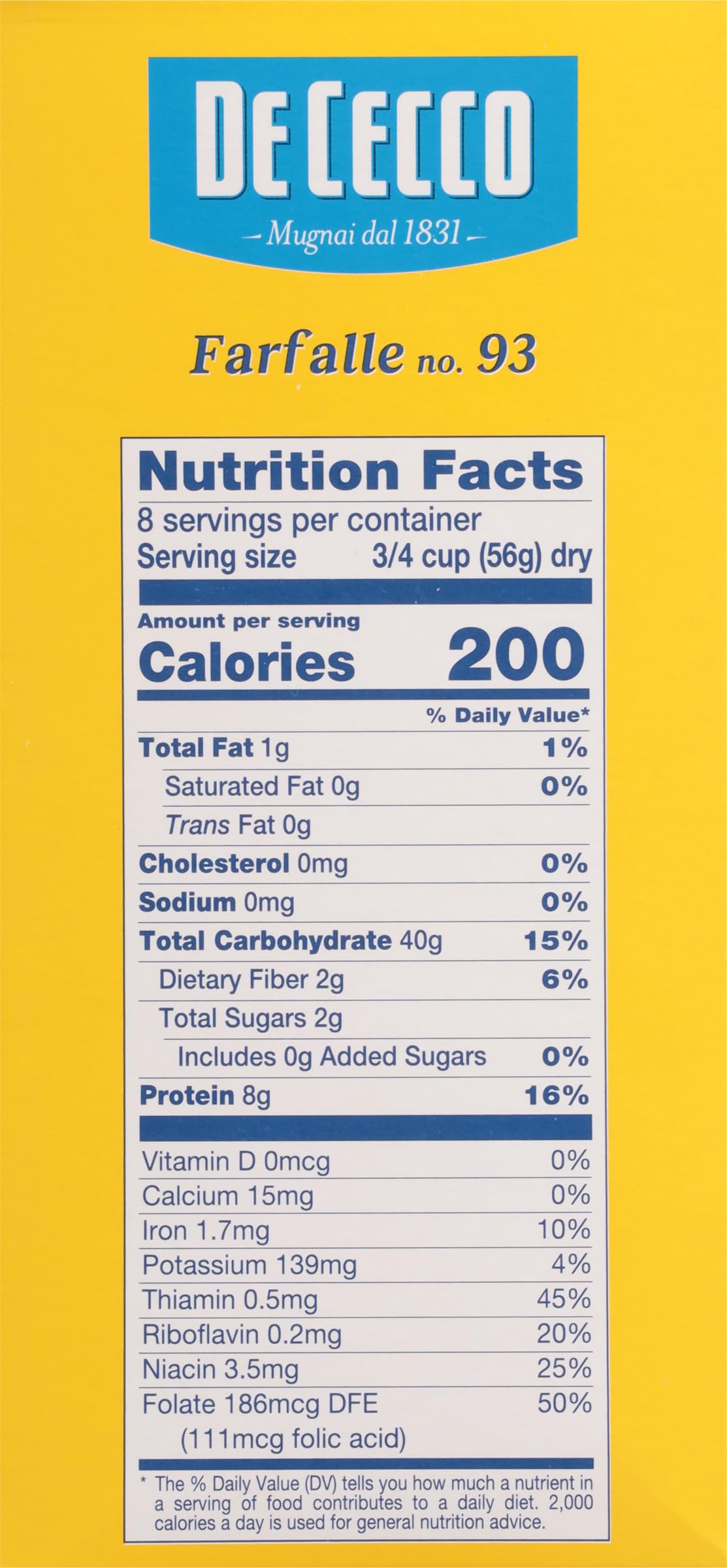 De Cecco Farfalle No. 93 Pasta, 16 Oz, Authentic, Slow Dried, Made with Durum Wheat, Versatile Pasta for Sauces & Recipes, Made