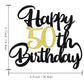 Klionjor 50th Birthday Cake Topper - Black Gold Glitter, Party Decoration, Photo Props
