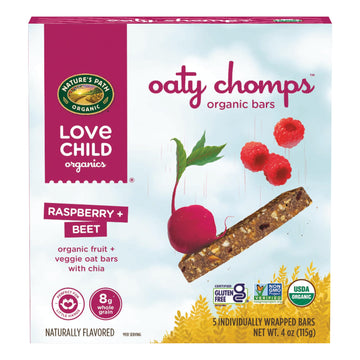Love Child Organics Oaty Chomps Raspberry + Beet Snack Bars, 4 oz (Pack of 1), Gluten Free, Non-GMO, by Natures Path