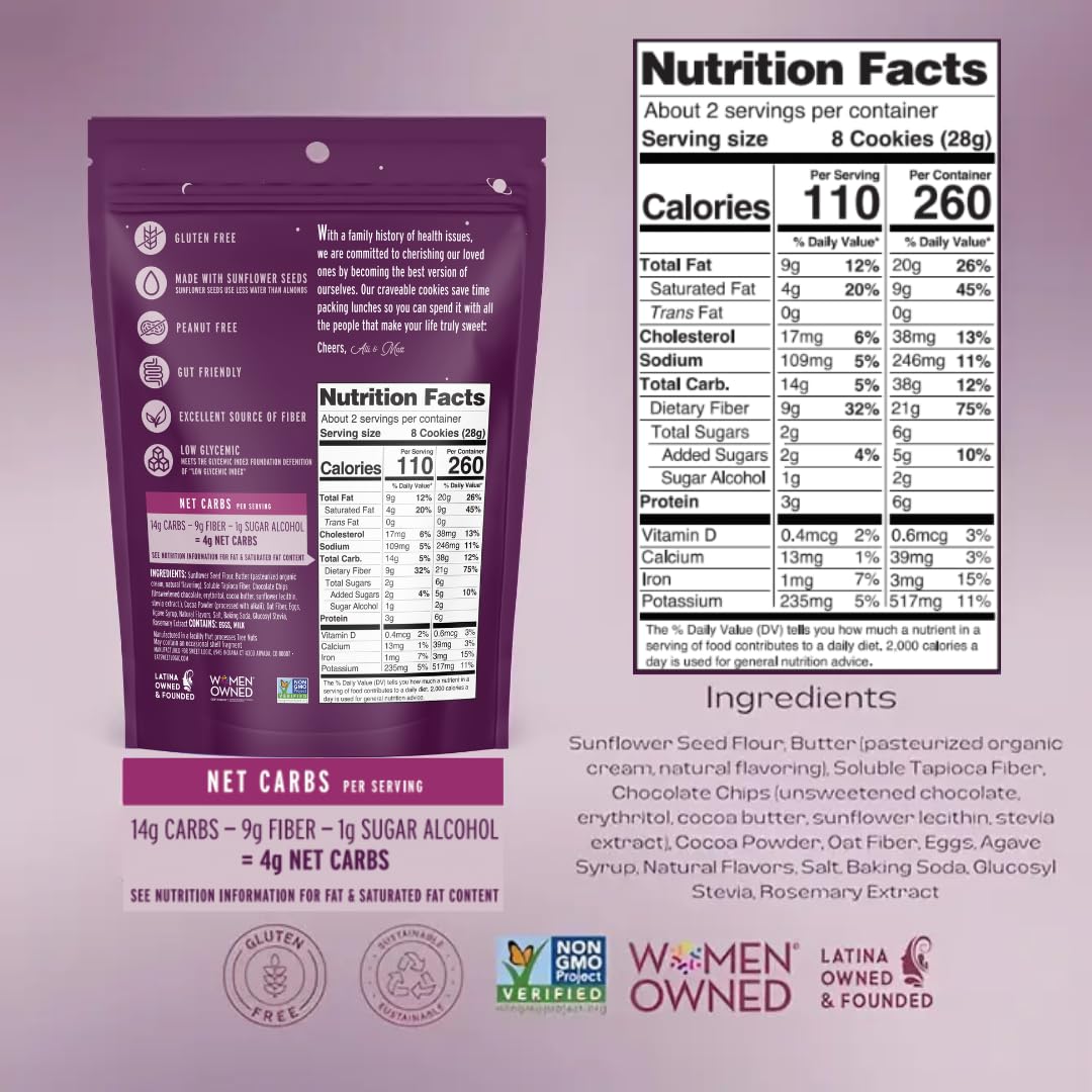 Sweet Logic Mini Cookies - Double Chocolate Brownie - Gluten Free, Keto, Nut Free, Low Sugar, 3-Pack