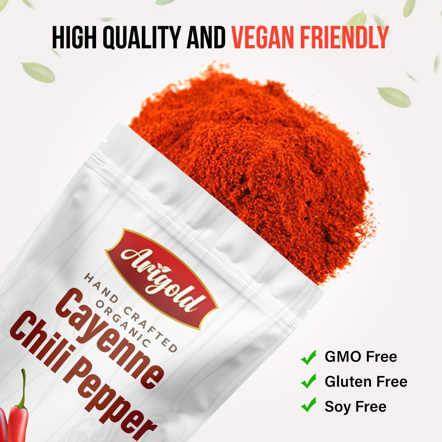 Arigold Organic Cayenne Pepper Powder - Non-GMO, Vegan, 6 oz Resealable Bag