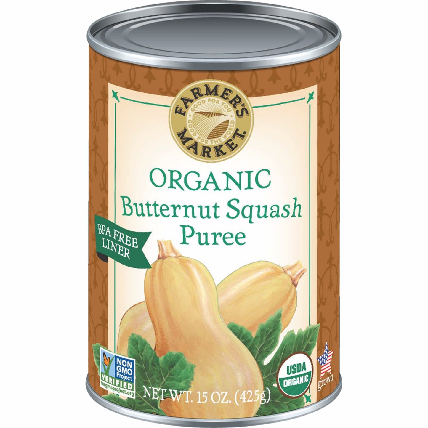 Farmer s Market Organic Butternut Squash Puree, 15 Ounce (Pack of 12)