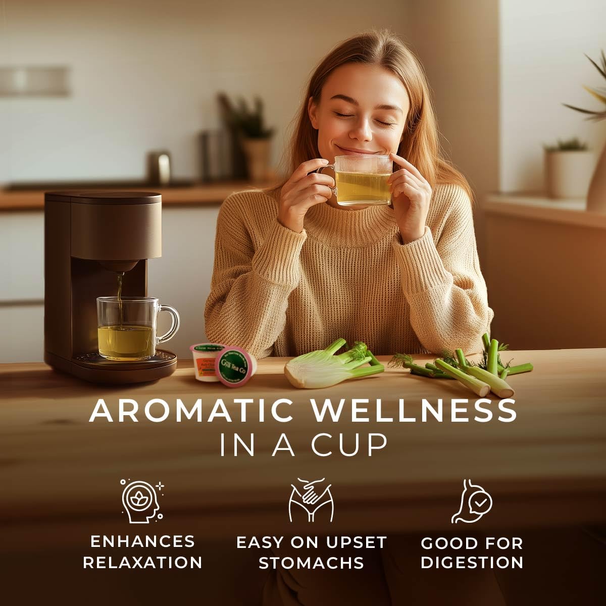 Gya Tea Co Fennel Herbal Tea Pod (16 Ct) - Decaf Wellness Tea For Good Night'S Rest Of Bloating & Digestion