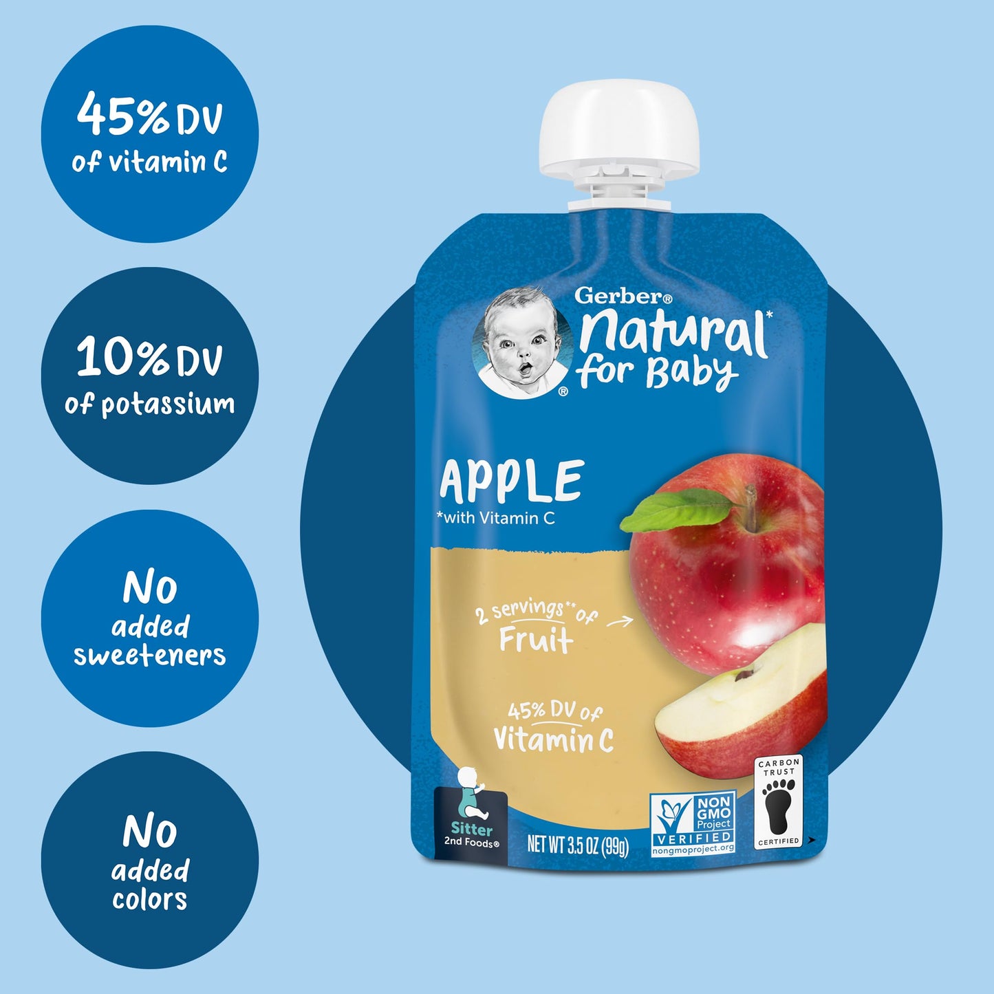 Gerber 2Nd Foods Baby Food, Apple, 3.5 Oz Pouch (Pack Of 12)