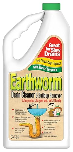 Earthworm Drain Cleaner - Clog Remover - Drain Opener / Deodorizer - Natural Enzymes, Safer For Families, Environmentally Respon