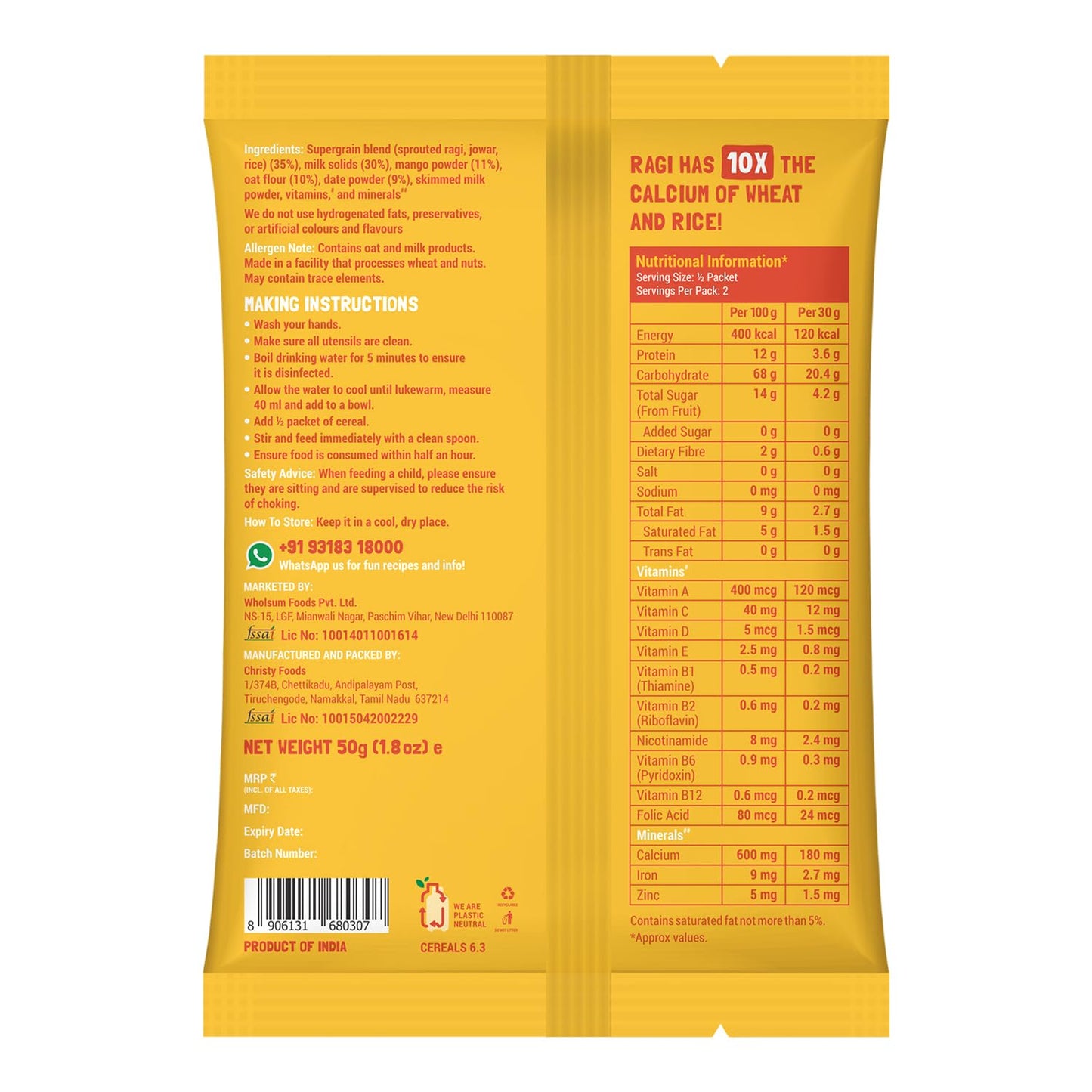 Slurrp Farm No Added Sugar, No Salt Multigrain Cereals Trial Pack Combo | Goodness Of Millets - Ragi, Jowar, Oats | Healthy Food