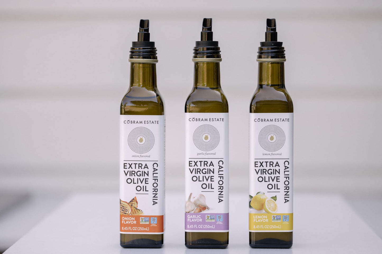 Cobram Estate Extra Virgin Olive Oil - Lemon, Garlic & Onion Flavored, Low-FODMAP, 3 Pack of 250ml Bottles