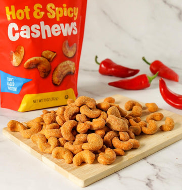 Platinum Hot & Spicy Cashews - Plant Based Snack - 11 oz Resealable Pouch