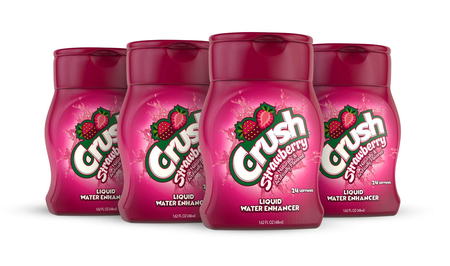 Crush, Strawberry, Liquid Water Enhancer – New, Better Taste! (4 Bottles, Makes 96 Flavored Water Drinks) – Sugar Free, Zero Calorie