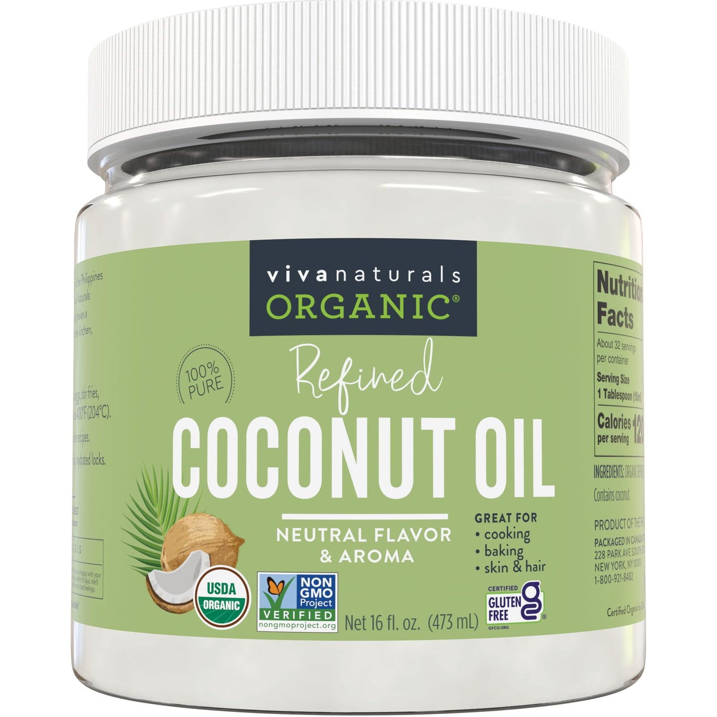 Viva Naturals Refined Coconut Oil - Expeller-Pressed Organic Coconut Oil For Cooking And Baking With Neutral Flavor & Aroma - Us
