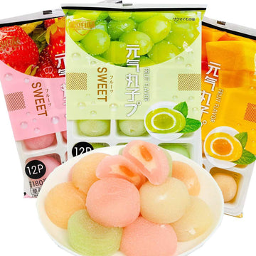 Japanese Mochi Fruit Rice Cakes Daifuku Sweet Dessert 19.3 Oz - 3 Variety Packs Strawberry Mango Grape Mochi Snack Bites Asian S
