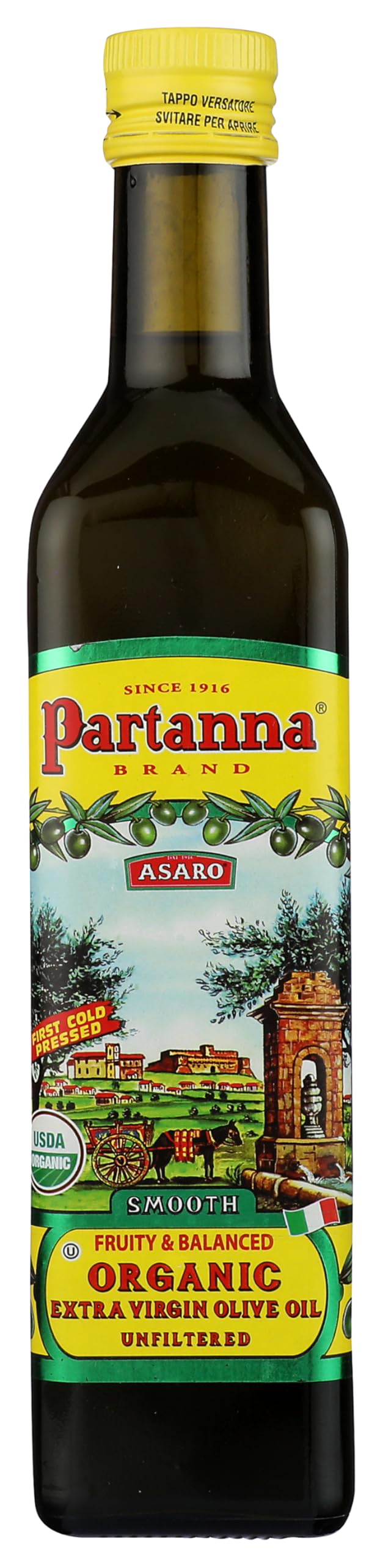 Partanna Everyday Organic Extra Virgin Olive Oil - Artisanal Reserve Italian Extra Virgin Olive Oil - Sicily's Essence of Golden