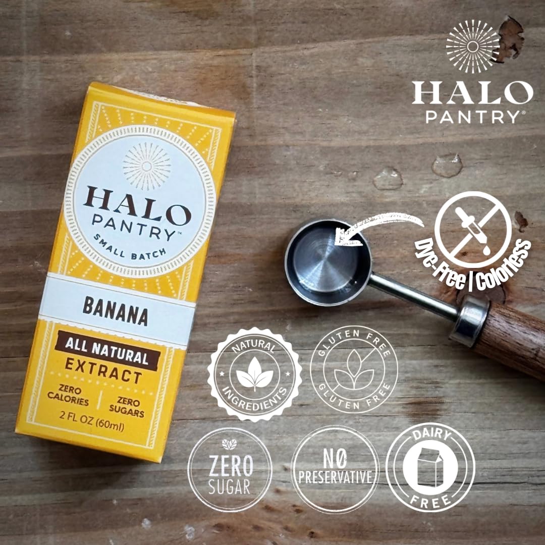 Pure Banana Extract By Halo Pantry (2Oz Bottle) | Perfect For Customizing Any Baking, Candy, Dessert Or Drink Recipes | Dairy Fr