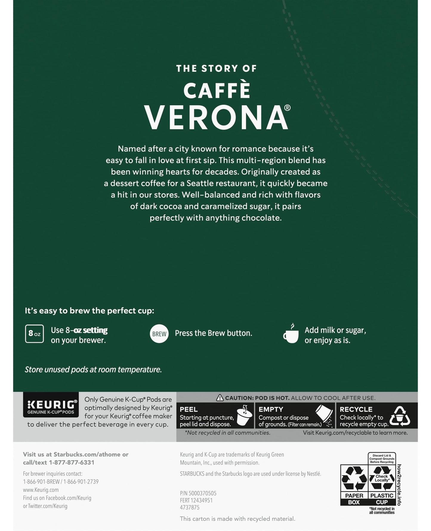 Starbucks Caffe Verona Keurig K-Cups, 72 Count