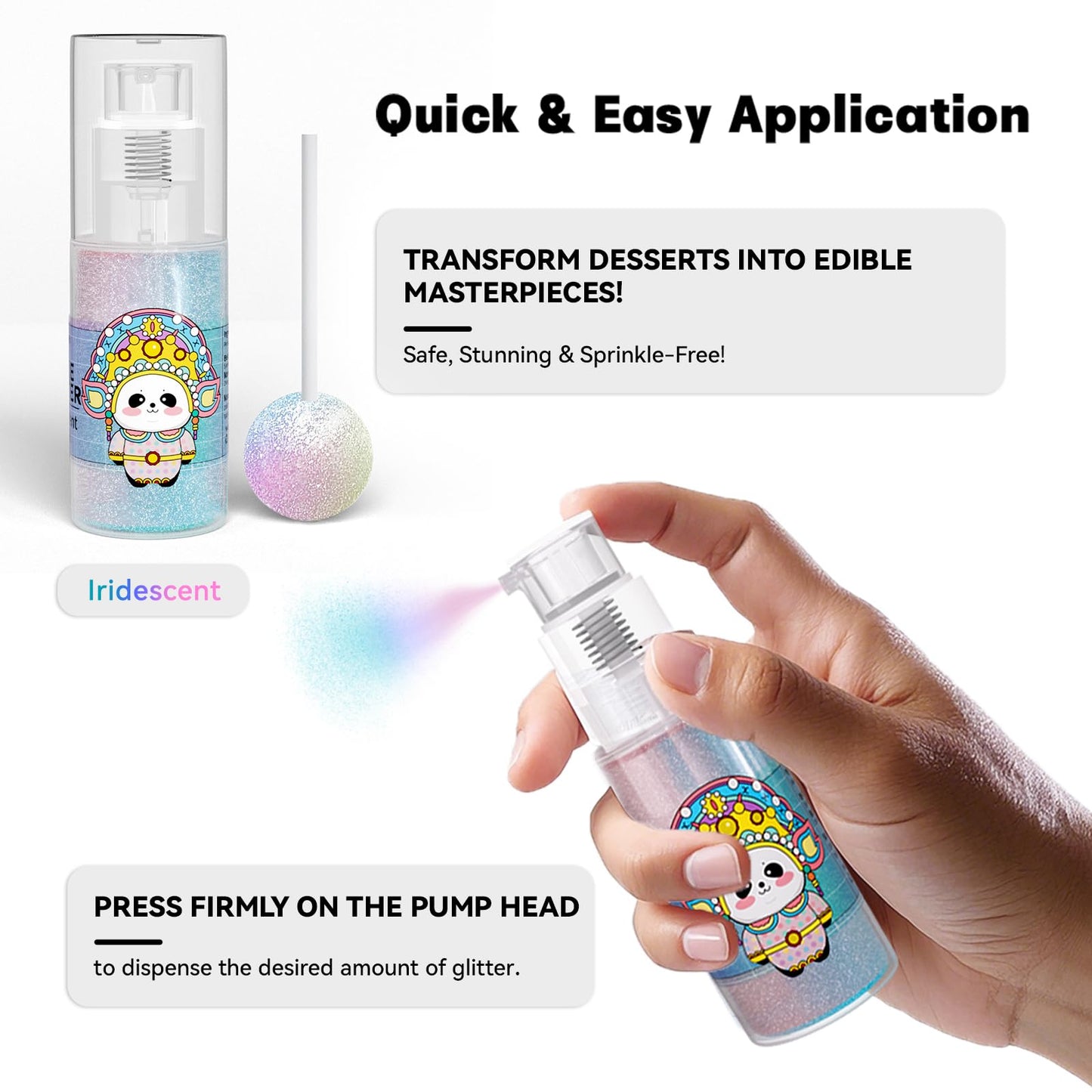 CAKESTAR Edible Glitter Spray - Iridescent Luster Dust for Cakes, Drinks, Cupcakes, 10g