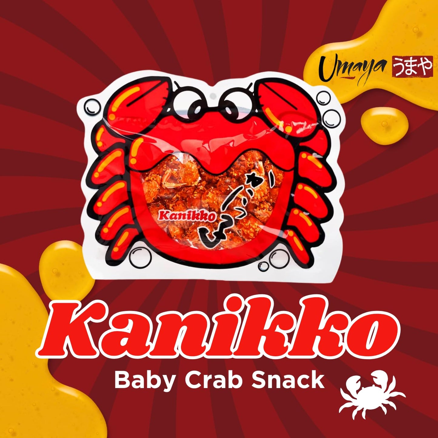 UMAYA Fried Japanese Baby Crabs - Crunchy Gourmet Snack with Sweet Honey - 2.3oz (65g) Individual Snack Size Bag