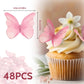 TIESOME Edible Butterflies for Cake Decorating, 48 Pcs, Paper, 4.8CM x 4CM, Pink, Model 565109-SALZZ-D