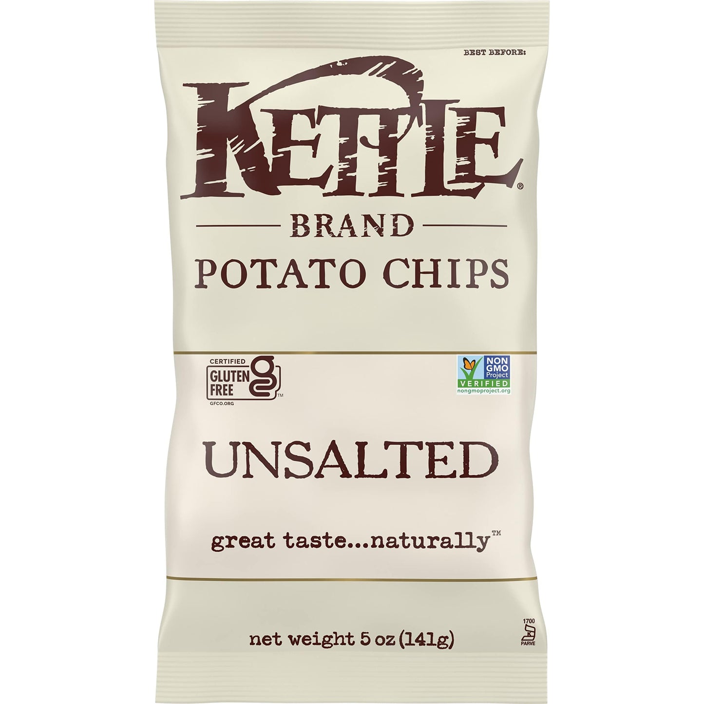 Kettle Brand Potato Chips, Unsalted Kettle Chips, 5 Oz (Pack Of 15)