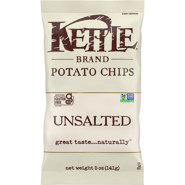 Kettle Brand Potato Chips, Unsalted Kettle Chips, 5 Oz (Pack Of 15)