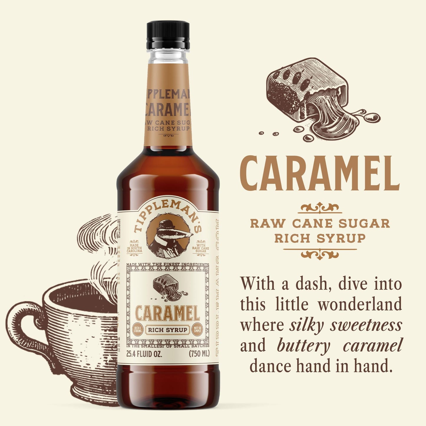 Tipplemans Caramel Coffee Syrup - Rich Flavor For Hot Or Iced Drinks, Latte, Tea, Espresso, Cappuccino, Macchiato, Cocktails, & Baking - 25.4 Fl Oz