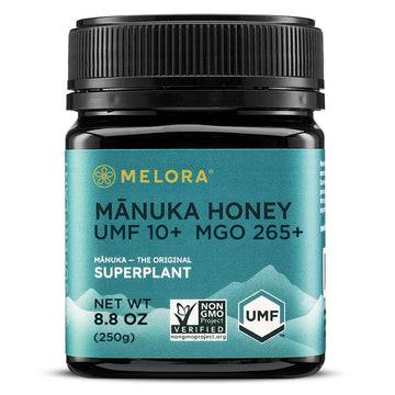 Melora Raw Manuka Honey from New Zealand | UMF 10+ | MGO 265+ | 8.8 Oz Jar | Safe for Skin Care | Edible & Healthy Sugar Alterna