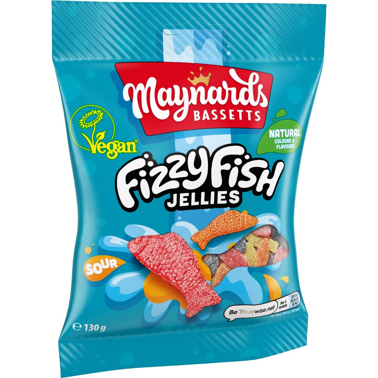 Maynards Bassetts Fizzy Fish Soft Jellies Sweets Bag, 130G