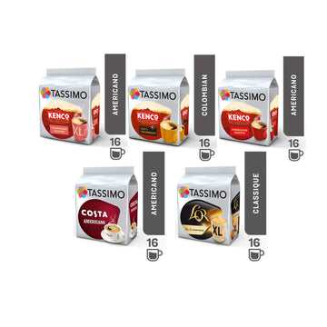 Tassimo Americano Coffee Selection - Costa Americano/Kenco Americano Grande Xl/Kenco Pure Colombian/Kenco Americano Smooth/L'Or