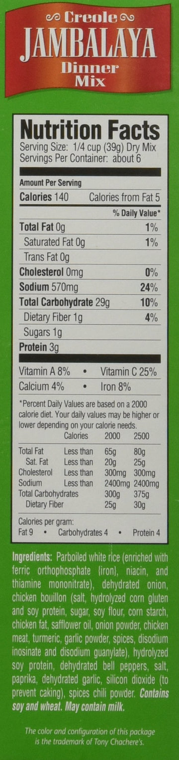 Tony Chachere Rice Dinner Mix, Jambalaya, 4 Count