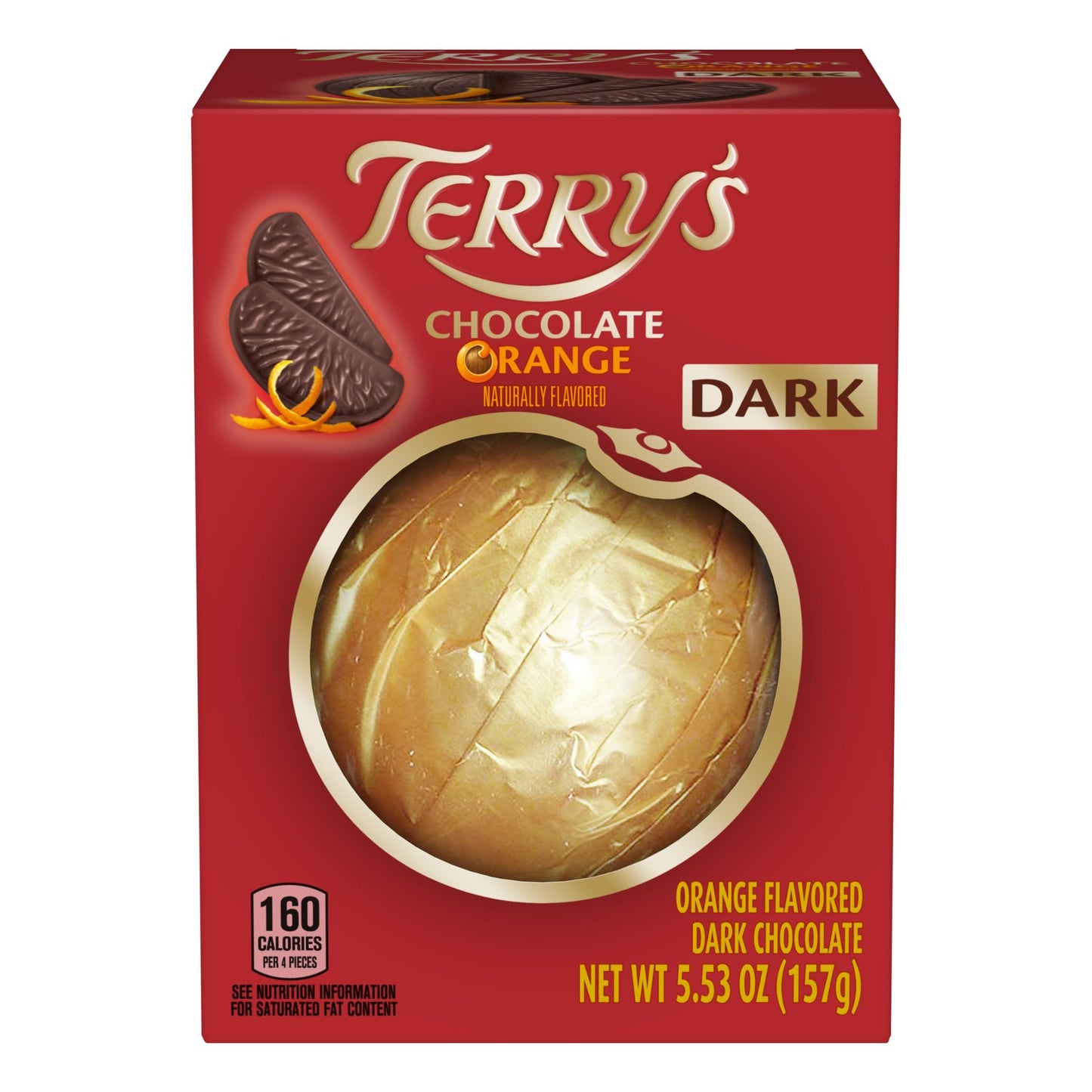 Terrys Chocolate Orange Dark Chocolate Ball, 5.11 oz, with Real Orange Oil, Brown, Ideal for Stocking Stuffers and Party Favors