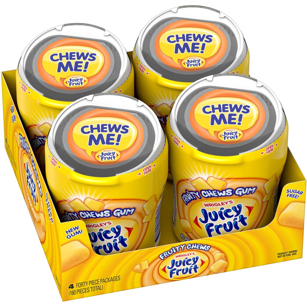 Juicy Fruit Gum - Original Bubble Gum Bulk Pack, 40-Piece Bottle (4 Pack)