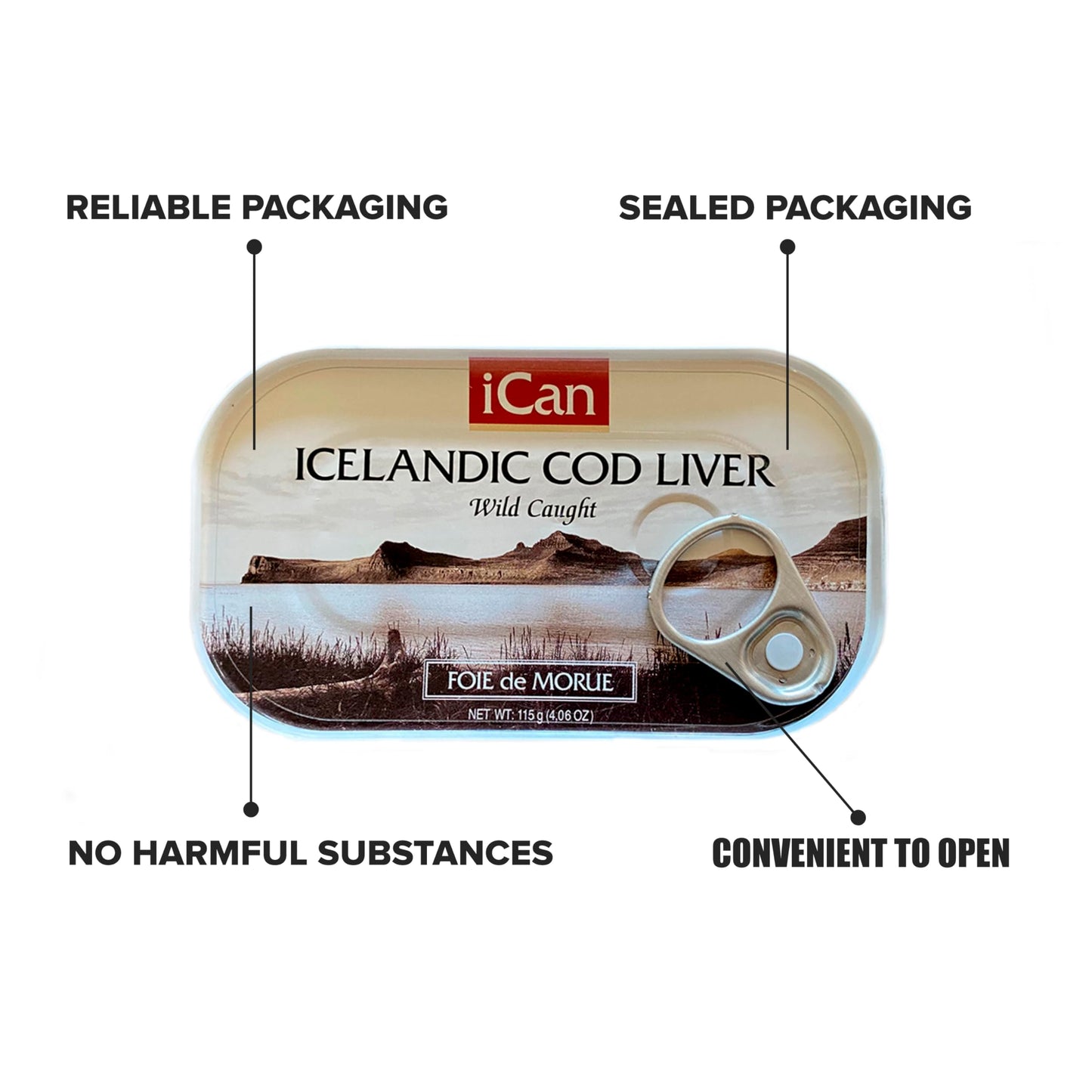 Icelandic Cod Liver Wild Caught (Foie De Morue) Slice 4Oz. (Pack Of 12 Cans)