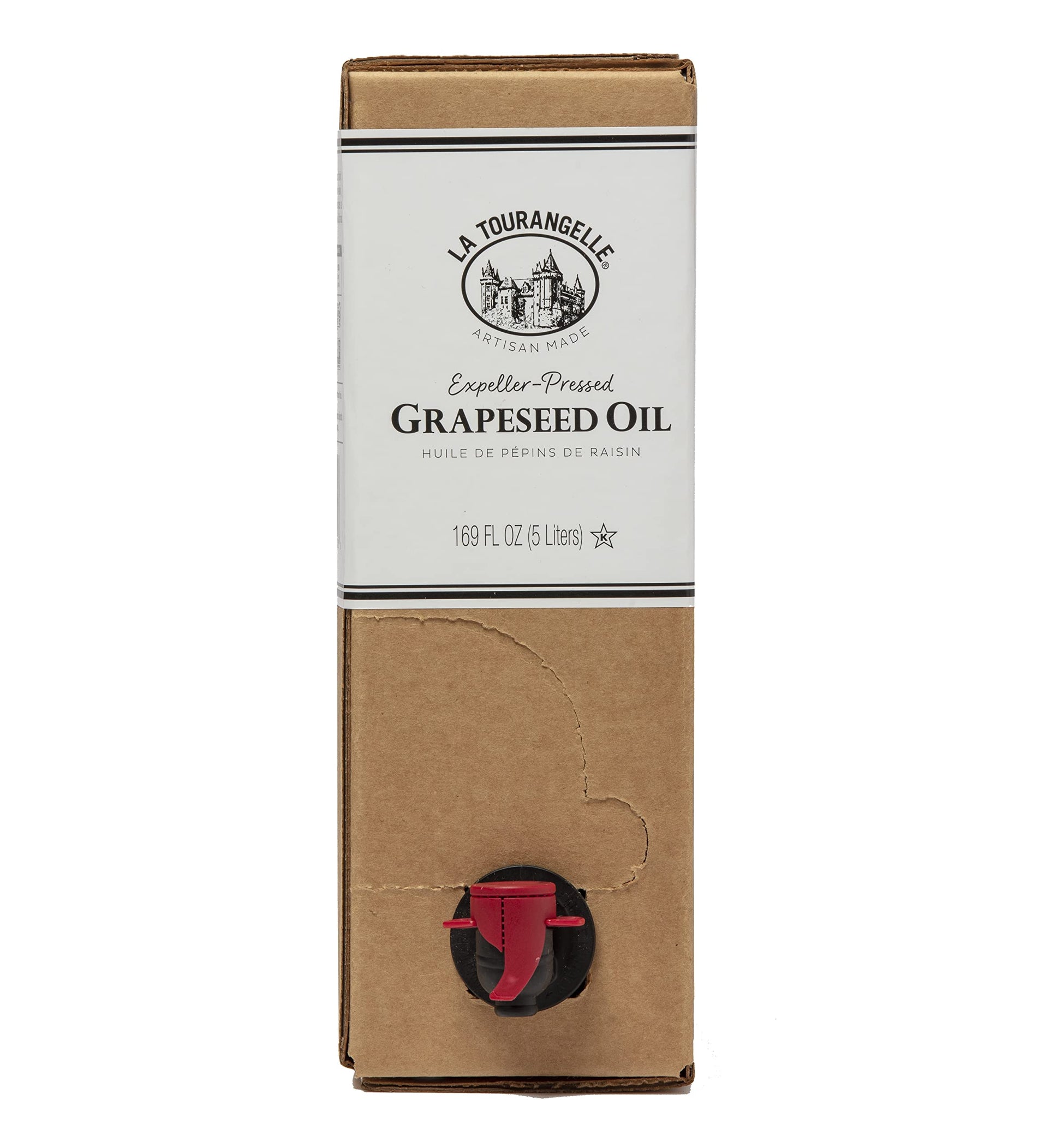 La Tourangelle, Expeller-Pressed Grapeseed Oil, High Heat Neutral Cooking Oil, Cast Iron Seasoning, Also Great for Skin, Hair, a
